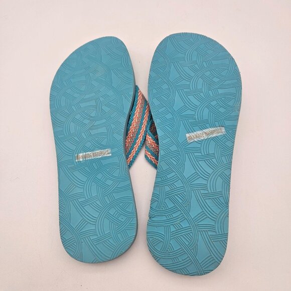 Sakroots Eudora Turquoise Blue Fish Flip Flop Thong Sandals Womens Sz 10 NEW - Picture 5 of 6